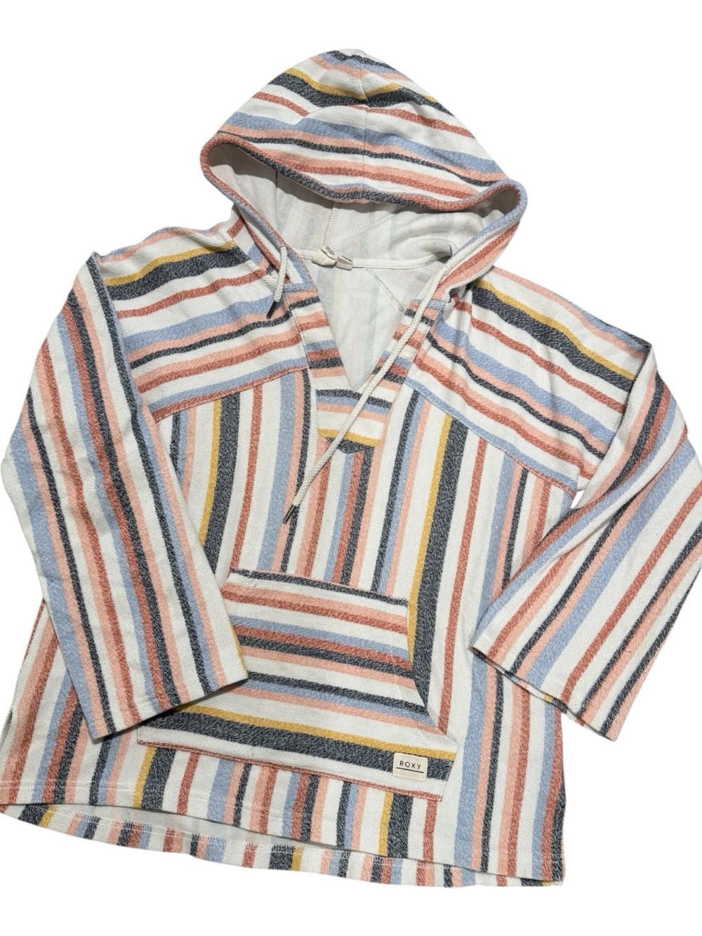 ROXY Y2K Surf Women’s Coastal Striped Summer Lightweight Hoodie Sweatshirt L